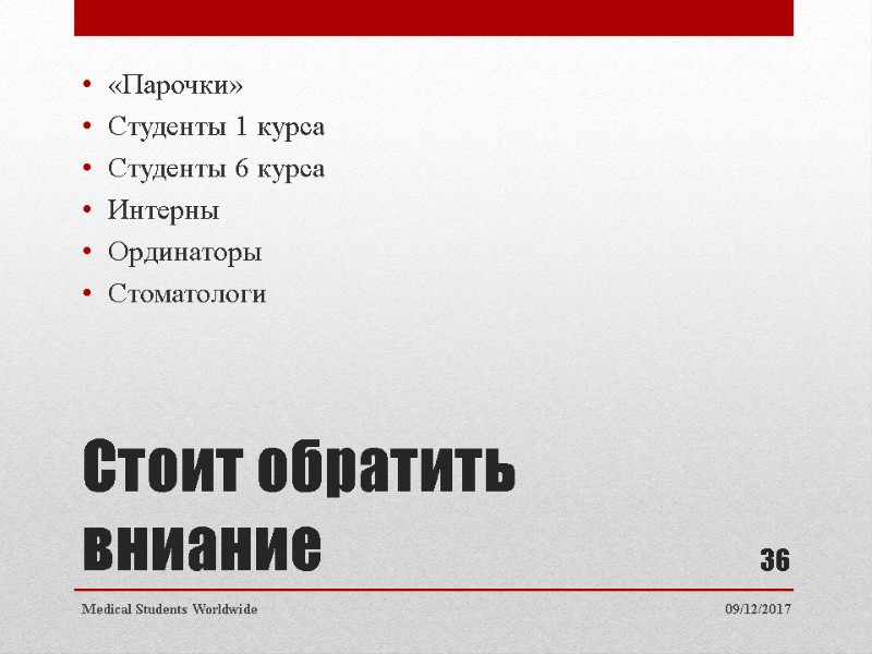 Стоит обратить вниание «Парочки» Студенты 1 курса Студенты 6 курса Интерны Ординаторы Стоматологи Стоит обратить вниание «Парочки» Студенты 1 курса Студенты 6 курса Интерны Ординаторы Стоматологи
